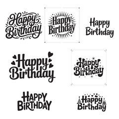 Festive happy birthday celebration design with colorful elements and bold typography