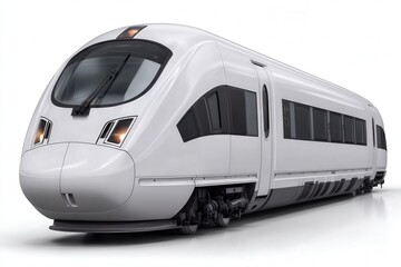 Naklejka premium High-speed train gliding down the tracks symbolizing modern transportation innovation with sleek design elements that enhance efficiency and passenger comfort in a new era of mobility