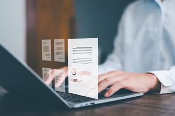 Businessmen review contract documents, manage documents and agreements, sign contracts and business...