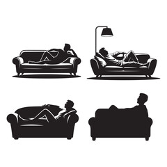 Relaxing person resting comfortably on a modern sofa in a living room setting