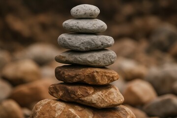 A Tower of Rocks Against a Textured Backdrop