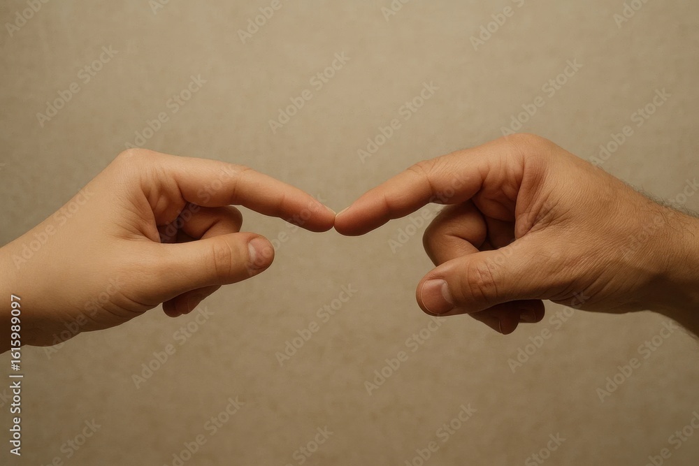 Poster two hands reaching out in unison, symbolizing connection and understanding