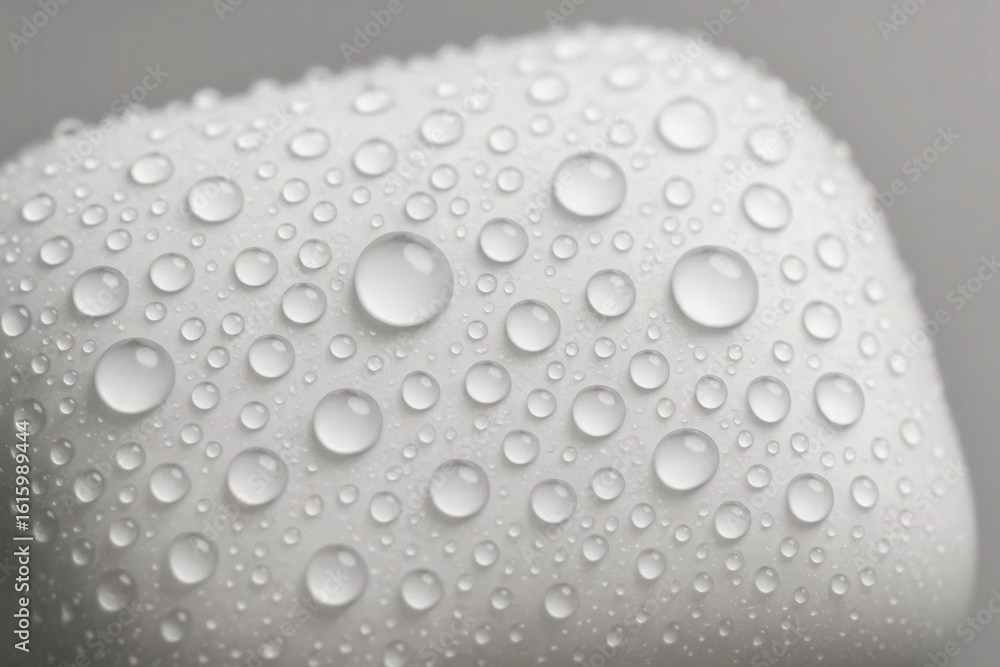 Poster close-up of water droplets on a smooth surface, creating a delicate pattern