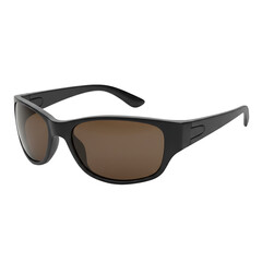 Stylish black sunglasses with brown lenses for sun protection on transparent background