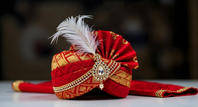 A traditional Indian wedding turban (pagdi)