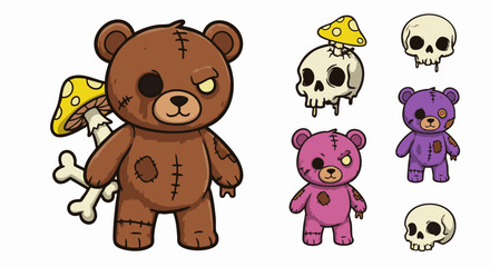Obraz premium set of teddy bears - Zombie Hand Drawn Set