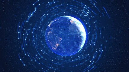World map with lights, communication Network Wireframe concept of the world network, virtual interface HUD element business, e-commerce, bitcoin trading and global cryptocurrency blockchain business
