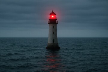 A Lighthouse's Vigil in the Stormy Sea