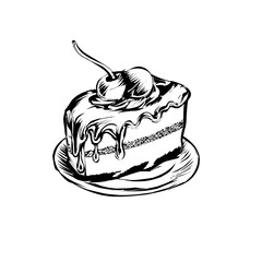 hand drawn piece of cake vector illustration