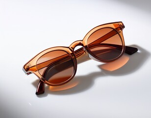a pair of stylish sunglasses resting on a pure white background