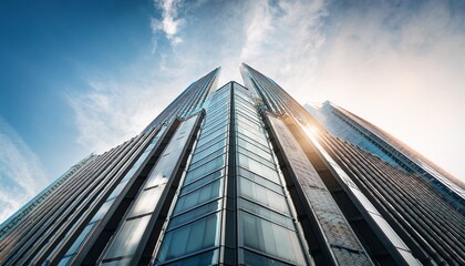 ascending modern architecture reaching for the sky in urban landscape