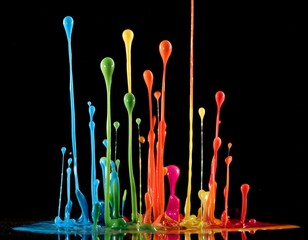 colorful paint drips on black