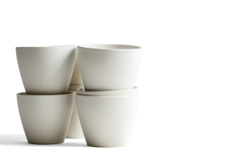 Stack of Speckled Ceramic Bowls on Place-mat on a transparent background 