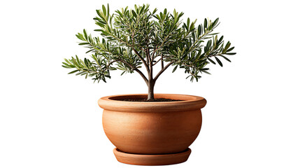 Obraz premium Small potted olive tree isolated on transparent background