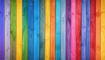 Vibrant wooden planks create a colorful background pattern