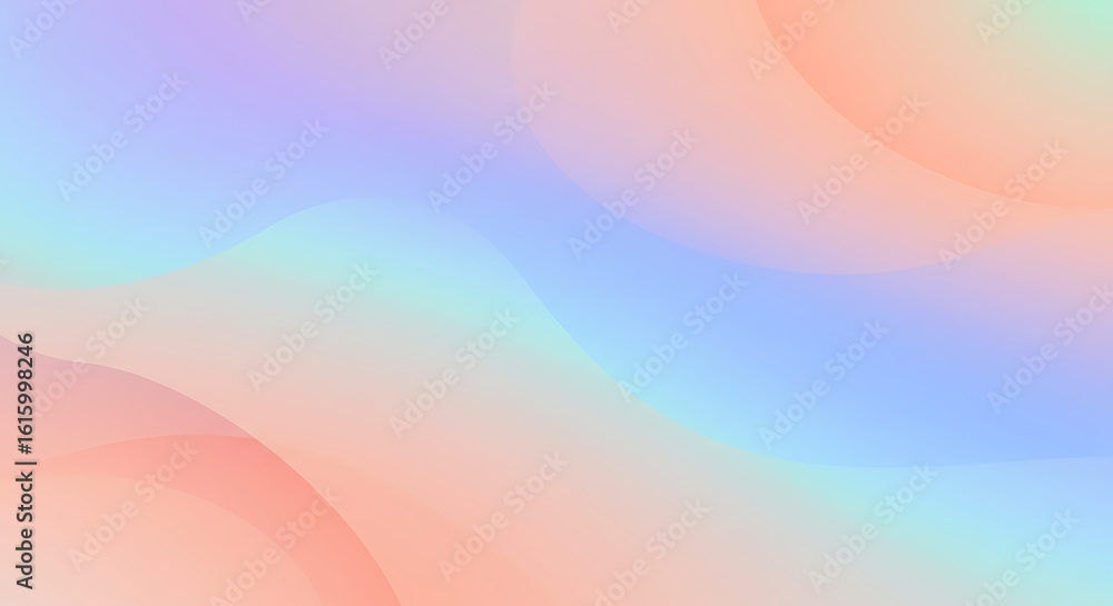 Poster ethereal abstract background featuring a soft pastel gradient with smooth, flowing, iridescent shape