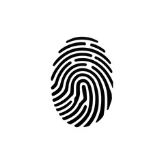 Black Fingerprint on Transparent Background with White Lines and Subtle Texture