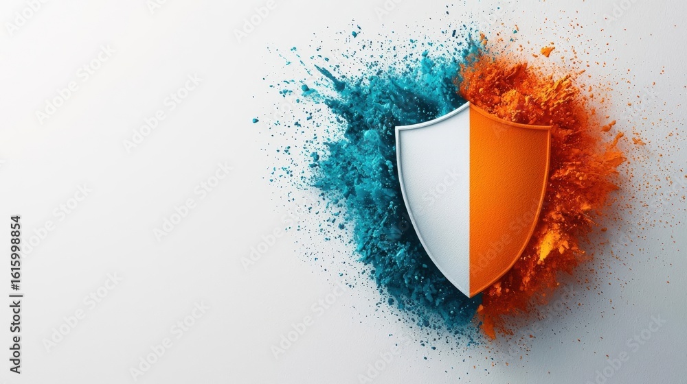 Poster cybersecurity governance framework. data protection framework, digital shield safeguarding confident
