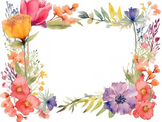 Watercolor Painting of Flowers and Leaves