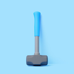 3D Sledgehammer with Blue Handle on Light Blue Background