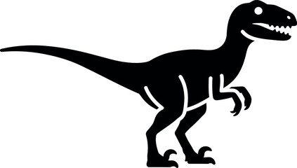 Black velociraptor silhouette dinosaur icon