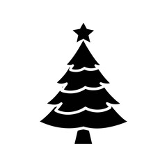 Fototapeta premium Simple christmas tree with star silhouette