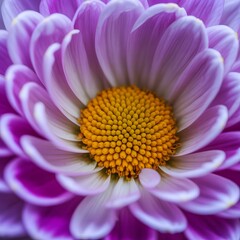 "Macro photograph of a vibrant purple flower with yellow center, showcasing delicate petal details."