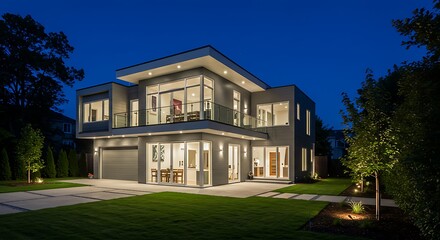 Obraz premium Reimagined house modern contemporary style isolated on white background with elegance