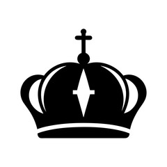 Ceremonial crown silhouette with cross and jewel details in bold vector illustration