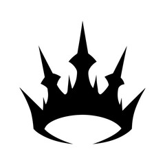 Black gothic crown icon with pointed thorn edges shown in bold flat silhouette style