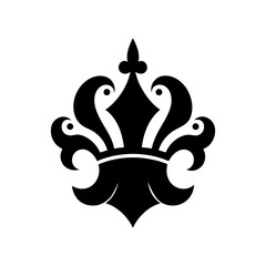 Medieval crown silhouette with ornate fleur de lis details in bold regal vector style © MD
