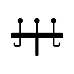 Wall coat rack silhouette with hooks shown in clean flat vector for home organization