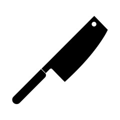 Cleaver knife icon with thick blade and handle shown in clean black silhouette vector