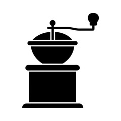 Spice grinder icon with crank handle shown in clean flat silhouette kitchen artwork