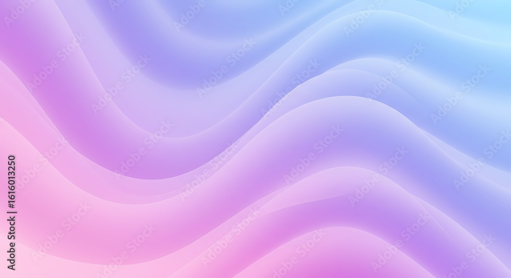 Poster abstract background with soft flowing waves in a delicate pastel pink and blue gradient. a modern an