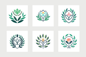  Flower logo vector art illustration.