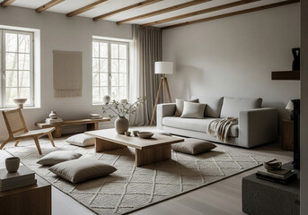 Fototapeta premium Minimalist Japandi Living Room