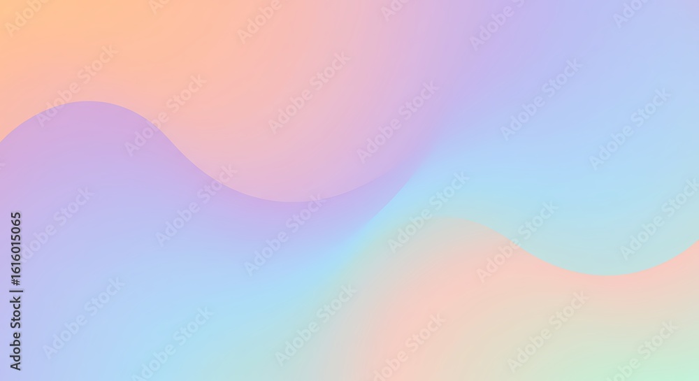 Poster dreamy iridescent background featuring a soft pastel gradient. abstract blurred mesh waves in soft p
