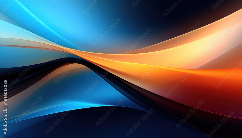 Poster abstract curve design with blue and orange color gradients