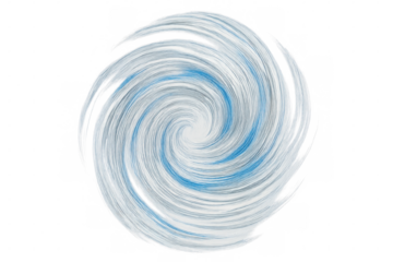 Spiraling blue and white vortex pattern swirling with dynamic energy against transparent backdrop, generating visual movement