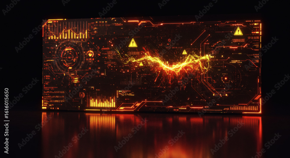 Poster conceptual 3d rendering of a scientific battle, where futuristic nanotechnology uses laser energy to