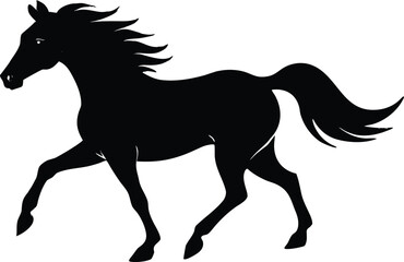 running horse  black silhouette vector illustration,horse icon