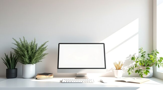 modern minimalist officea sleek and contemporary office workspace setup under bright dawnlight