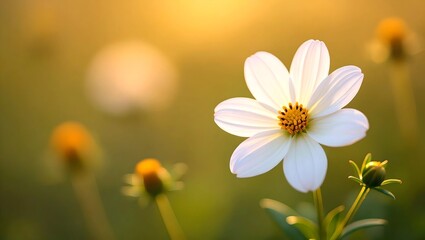 close up photograph of delicate flower in natural habitat within a macro nature landscape, featuring brilliant amber tones
