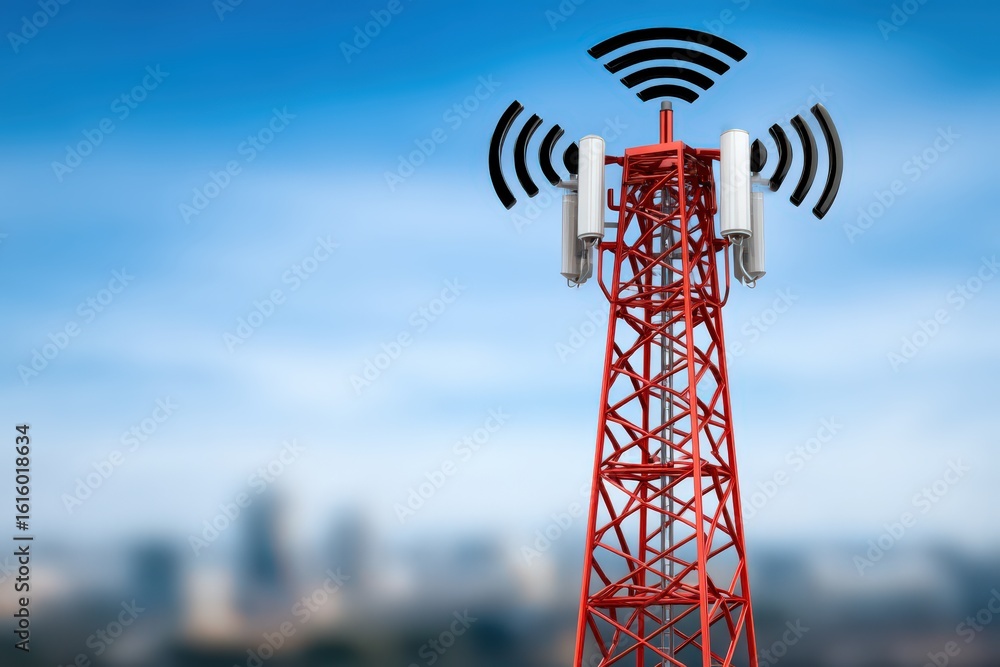 Aufkleber modern telecommunication tower towering against a serene sky showcasing advanced connectivity and te