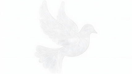 Fototapeta premium Elegant white dove silhouette with detailed swirls representing peace and freedom concept
