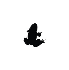 Silhouette of a frog, showcasing its body and limbs in a simple, black outline.