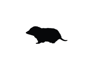 Silhouette of a small, furry animal, likely a mole or similar creature, presented in profile view.