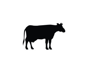 Simple black silhouette of a standing cow.