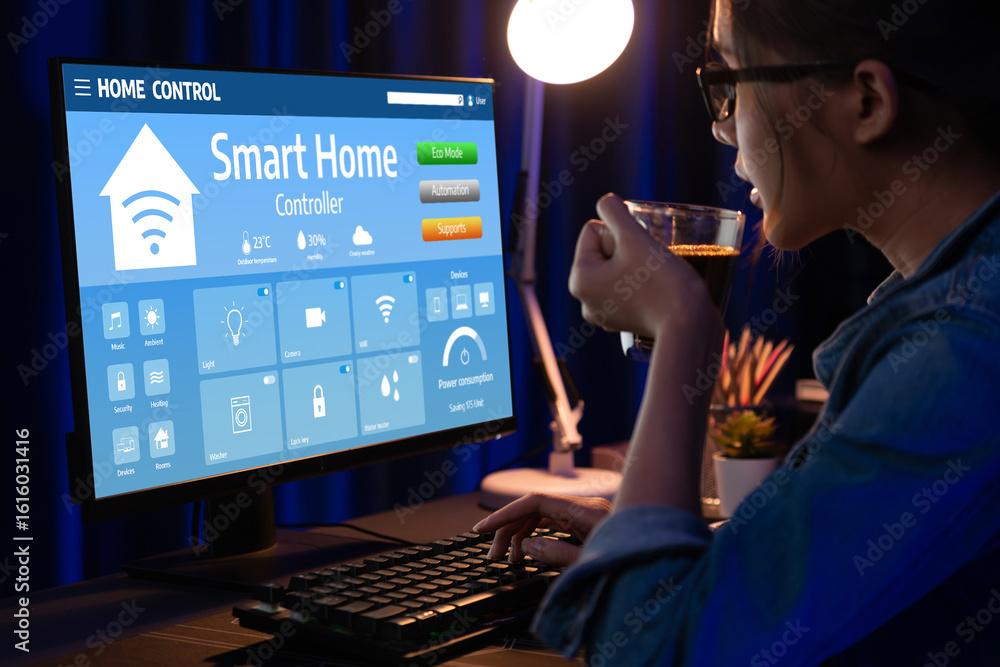 Poster smart home technology, centric remote control system with digital dashboard for air conditioning, sa